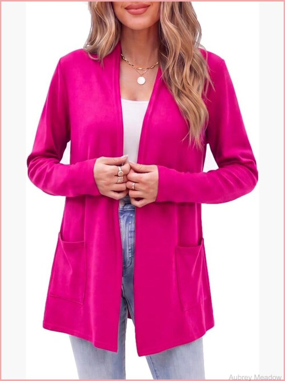 Lightweight Open Front Cardigan with Pockets Long Sleeve Duster